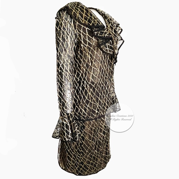 Authentic Vintage Bill Blass 2-Piece Illusion Lace Jacket & Skirt Set Size 12 - Picture 4 of 12